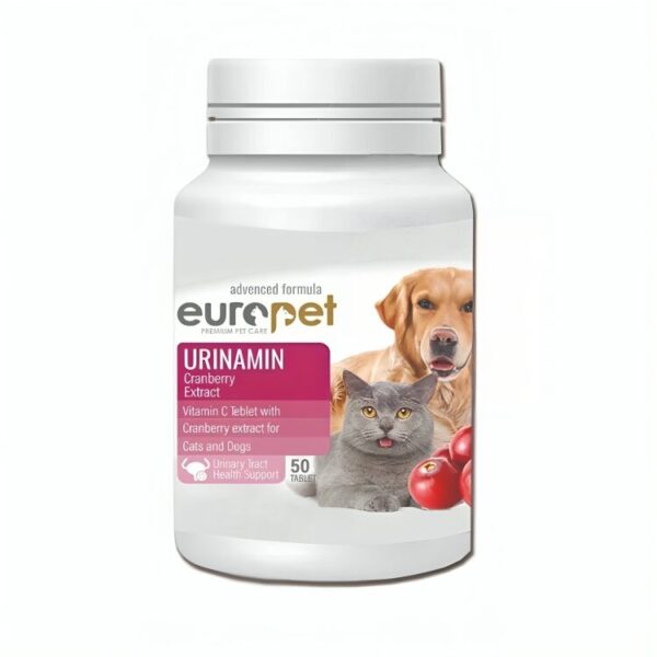 قرص تقویت مجاری ادراری حیوانات یوروپت Europet Urinamin بسته 50 عددی