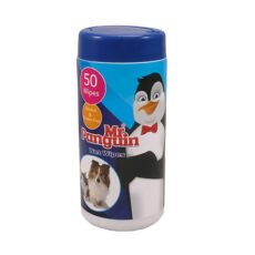 دستمال مرطوب سگ و گربه مدل استوانه ای 50 عددی مستر پنگوئن (mrpenguin)